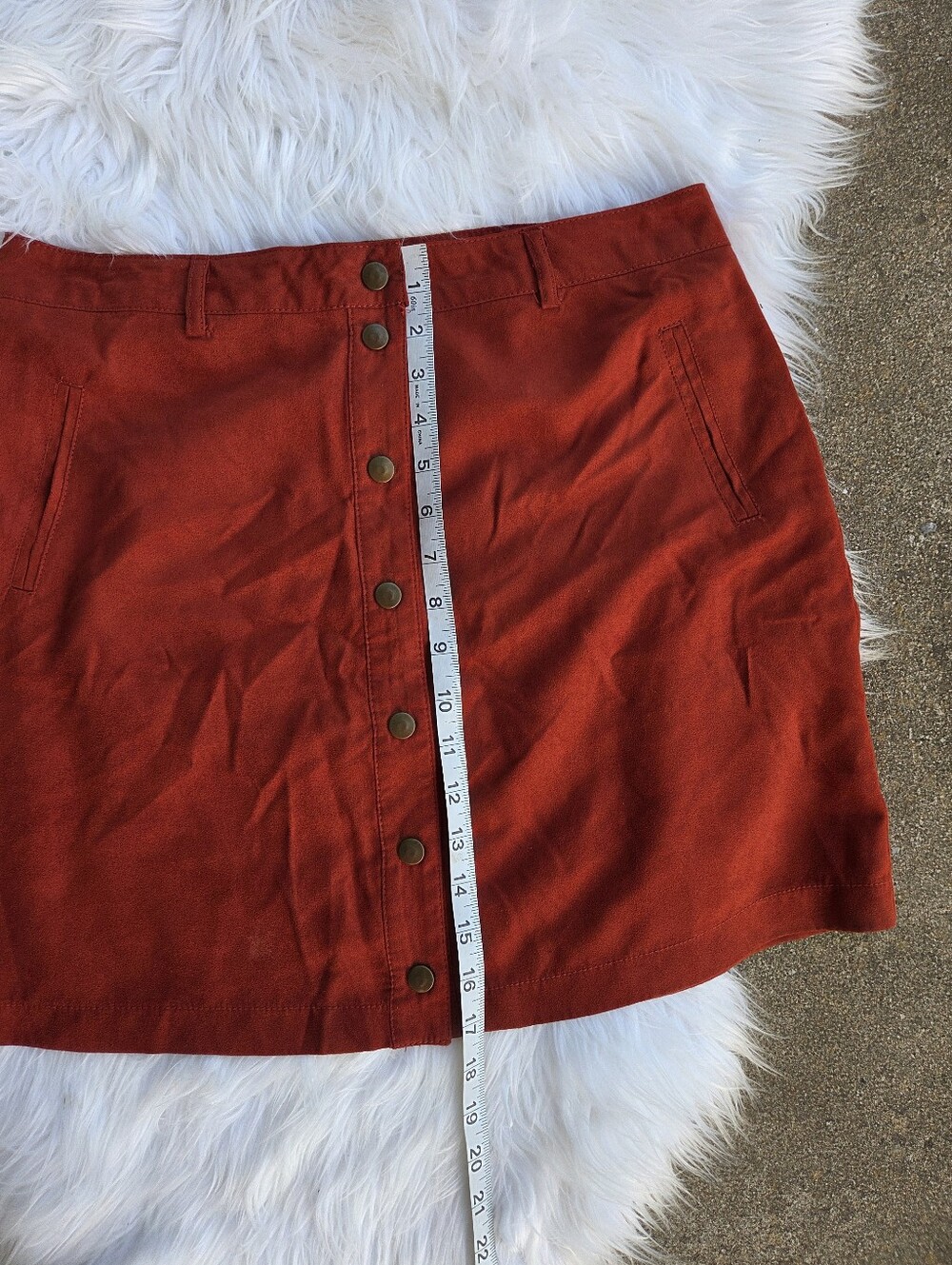 Forever 21 - Red Rust/Button Front Mini Skirt - Size Large - Picture 12 of 12